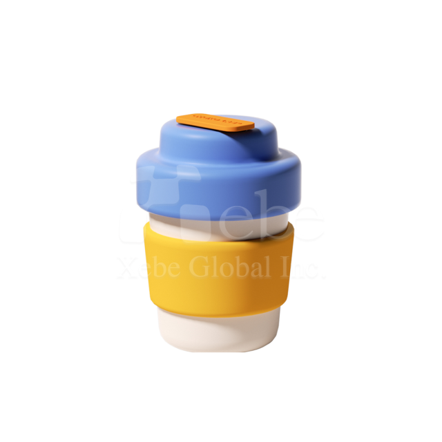 custom yellow and blue coffee cup 
