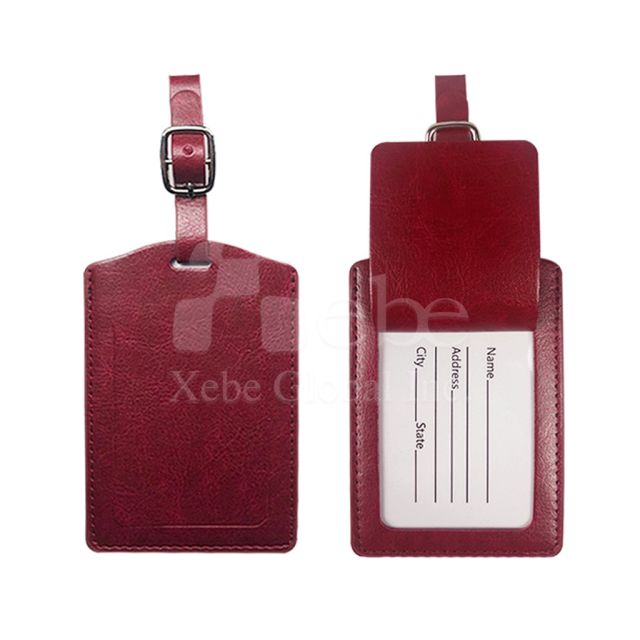 burgundy luggage tag