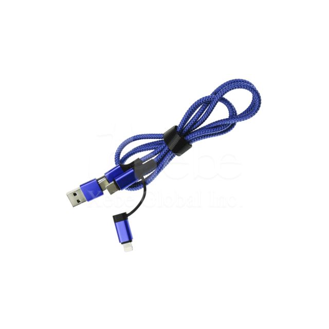 blue purple four in one usb charging cable