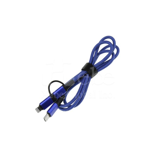 blue purple four in one usb charging cable