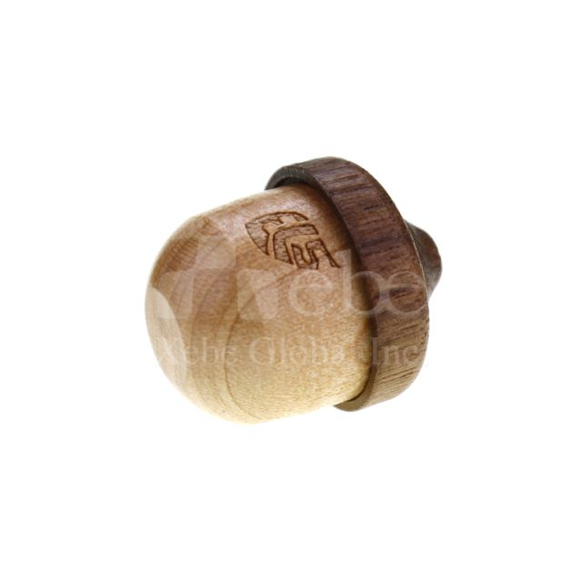 brown acorn wooden usb