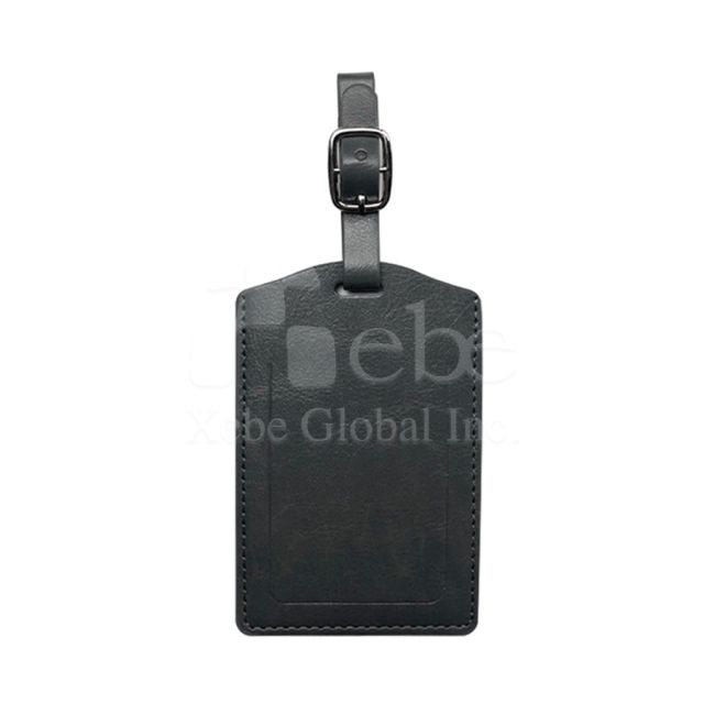 dark gray leather customized luggage tag