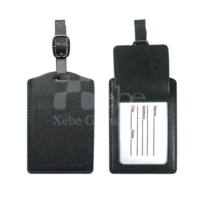 dark gray leather customized luggage tag