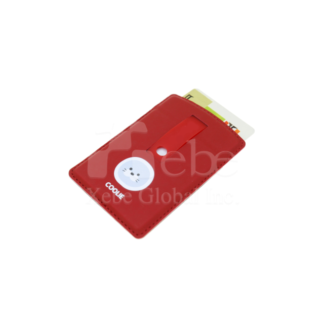 red leather seal phone ring stand and card holder