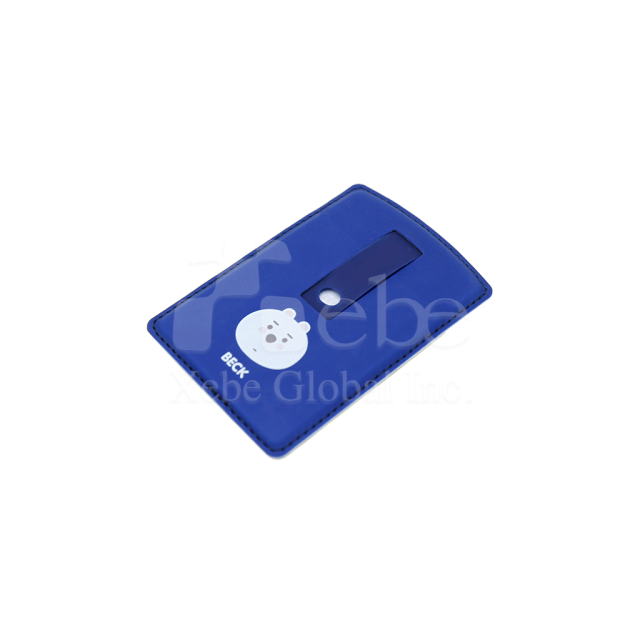 blue leather polar bear phone ring stand and card holder