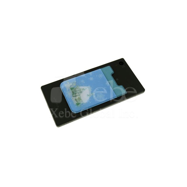 snow man winter scene blue card holder