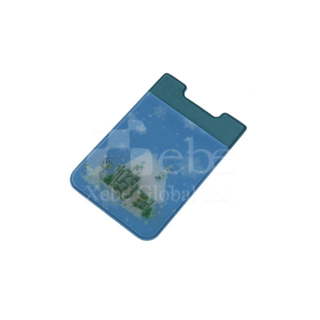 snow man winter scene blue card holder