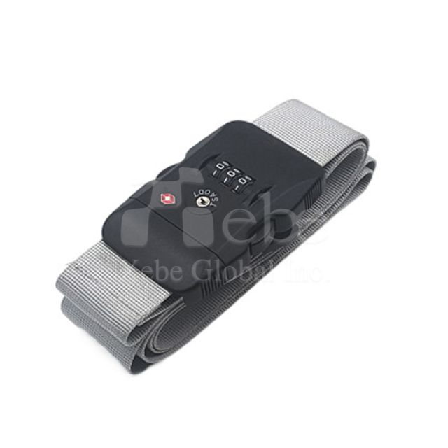 grey TSA approved lock luggage belt strap