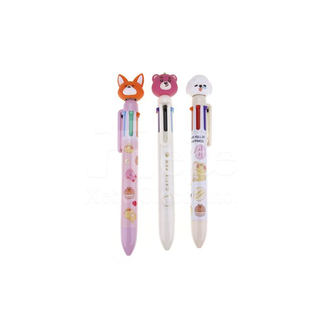 customized multicolor ballpoint pen with animal bubble head
