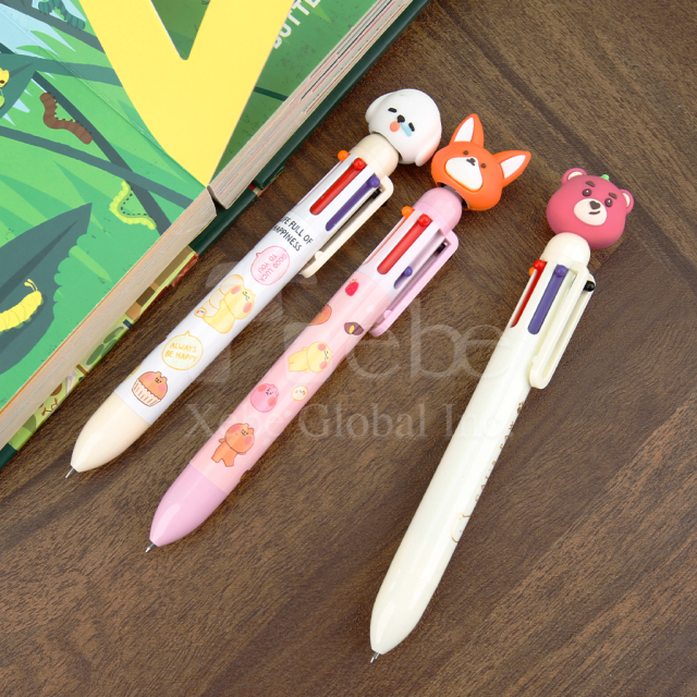 customized multicolor ballpoint pen with animal bubble head