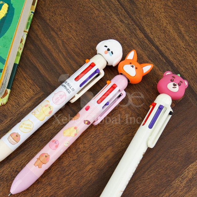 customized multicolor ballpoint pen with animal bubble head