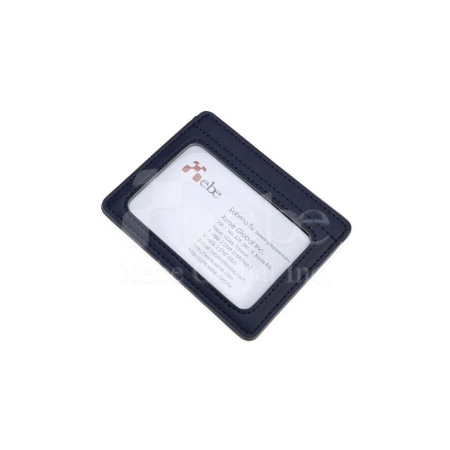 navy blue leather card holder custom business gift