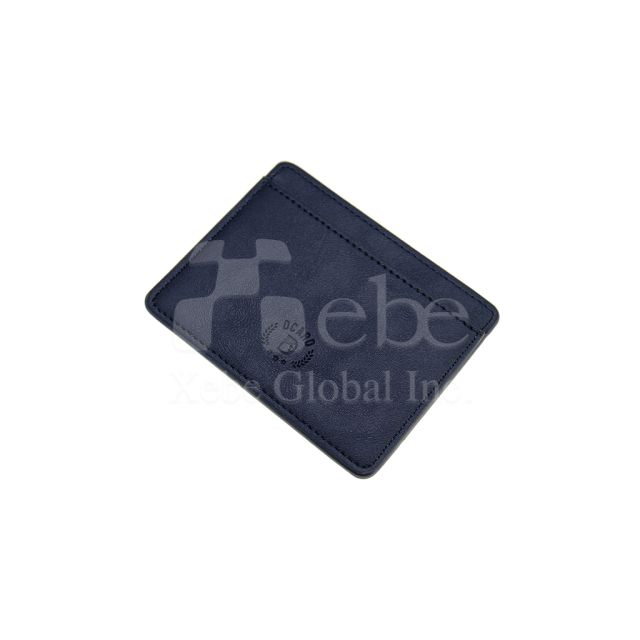 navy blue leather card holder custom business gift