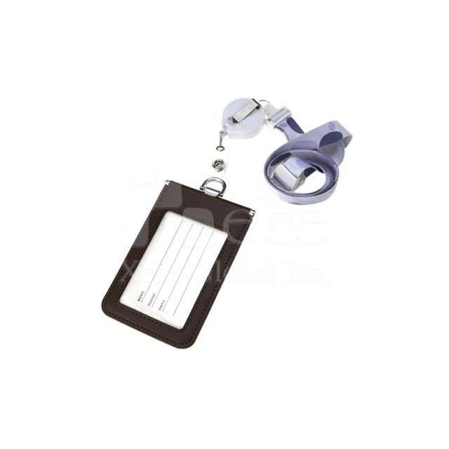 custom leather card holder retractable badge holder