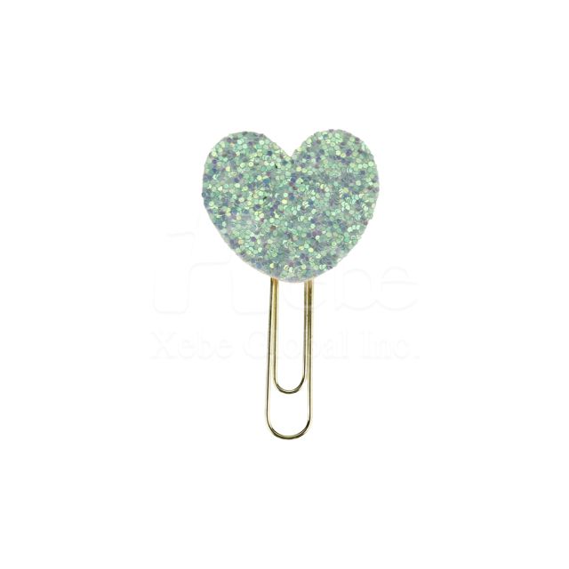 sequin heart shaped paper clip
