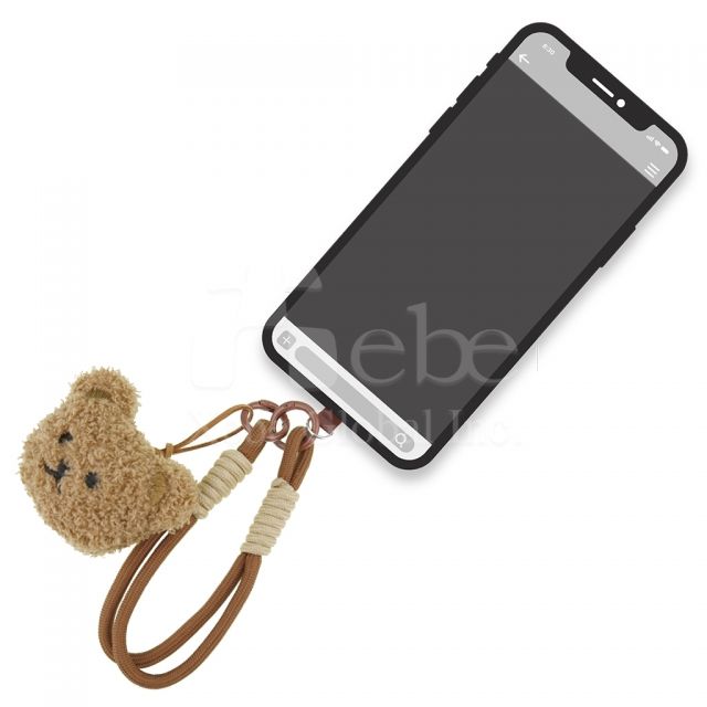 plush bear charm phone strap