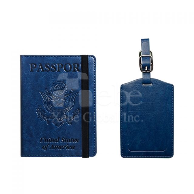 dark blue passport tag set