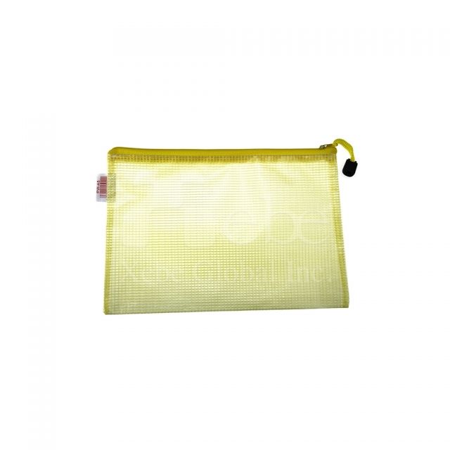 yellow transparent zipper document bag