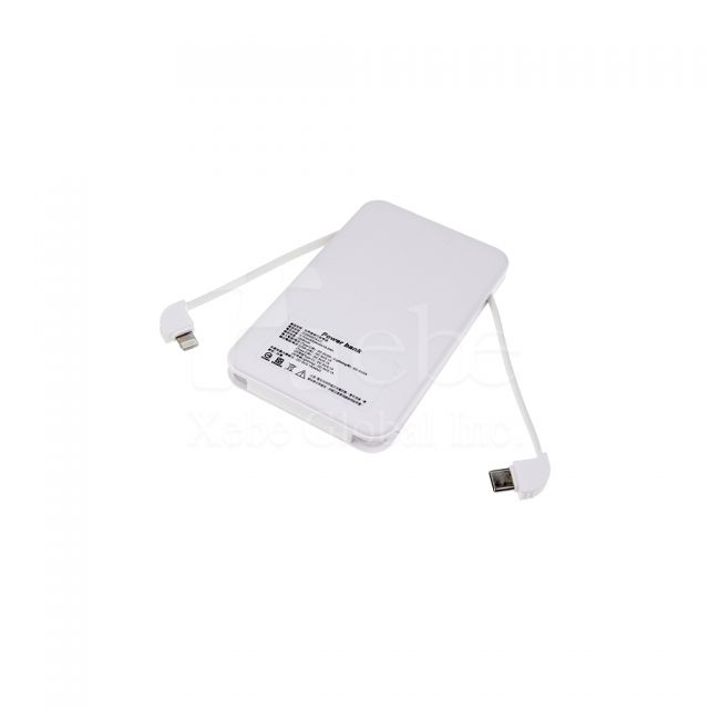 customized power bank with built in charging cable and printing