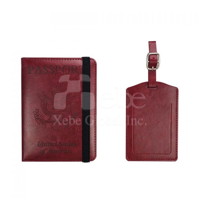 customized leather luggage tag passport set