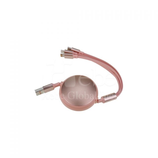 pink 4-in-1 retractable charging cable