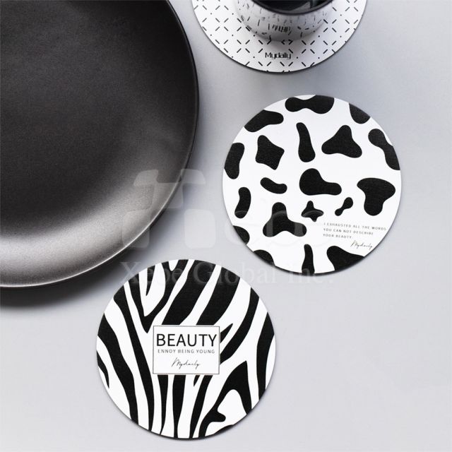 cow spot round coaster