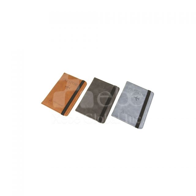 blue gray leather passport holder