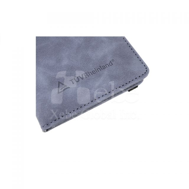 blue gray leather passport holder