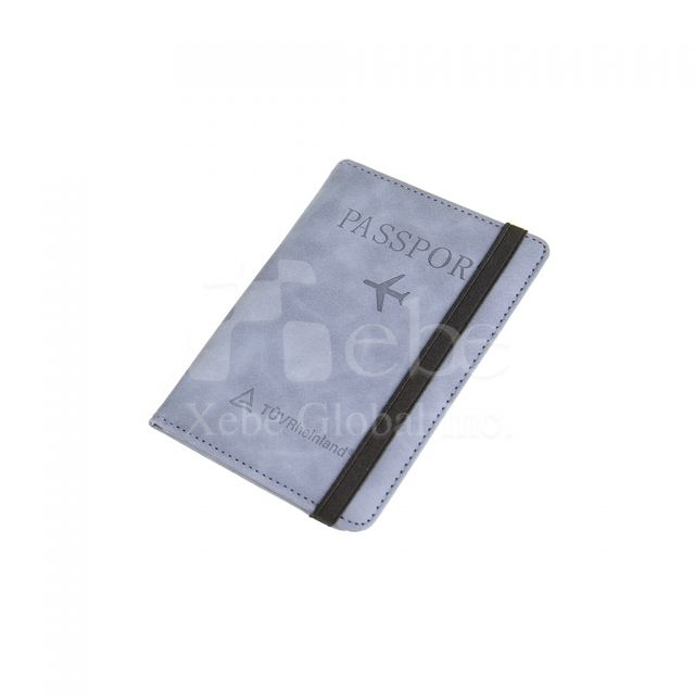 blue gray leather passport holder