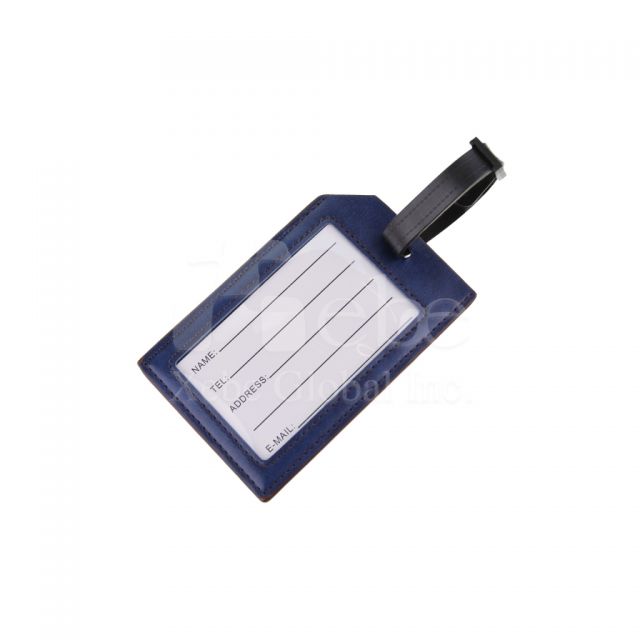 contrasting leather luggage tags are customized