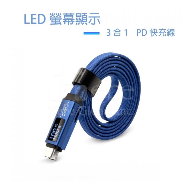 led 3 in 1 fast charging charging cable