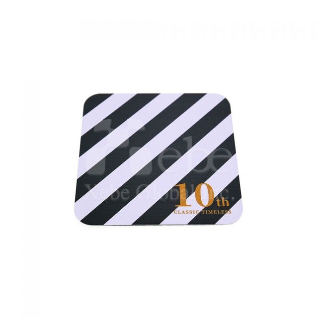 black and white striped coaster