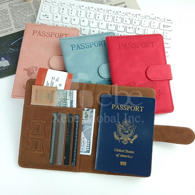 aqua blue map passport holder