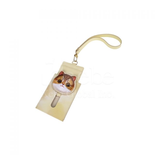 cat shaped dragging leather card holder