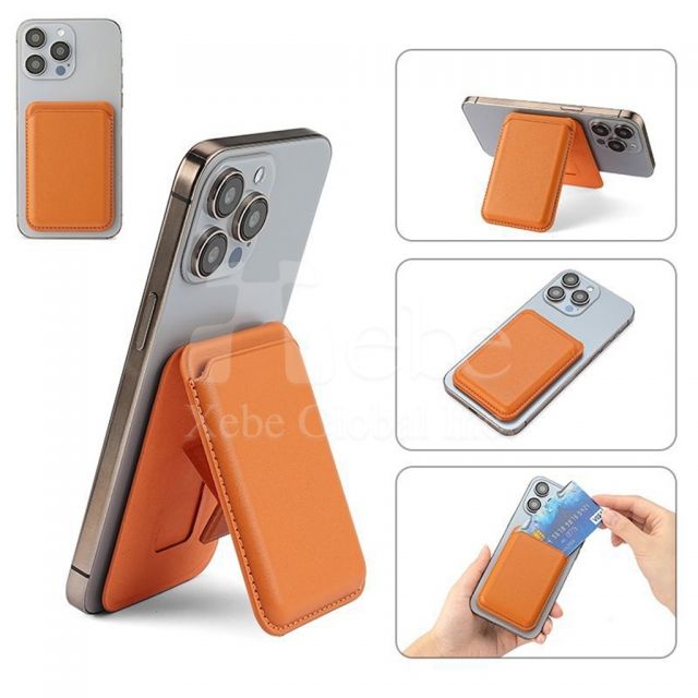 leather mobile phone holder magnetic card holder customized