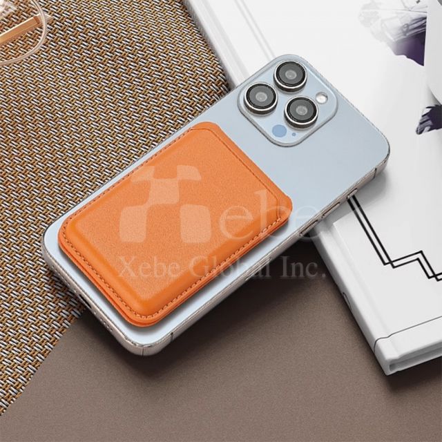 leather mobile phone holder magnetic card holder customized