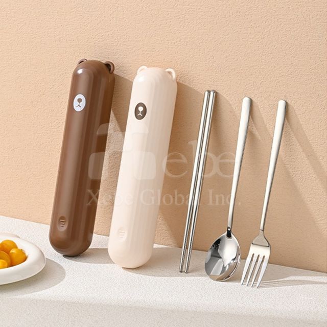 customized bear stainless steel eco friendly tableware set