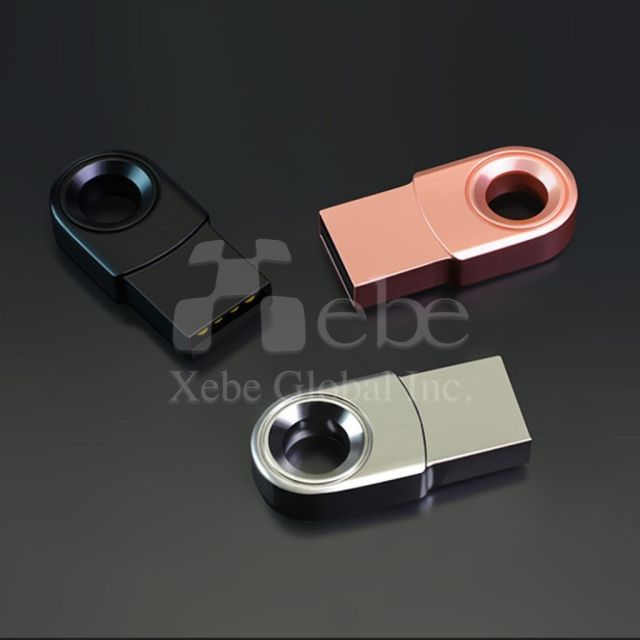 silver small circle mini flash drive