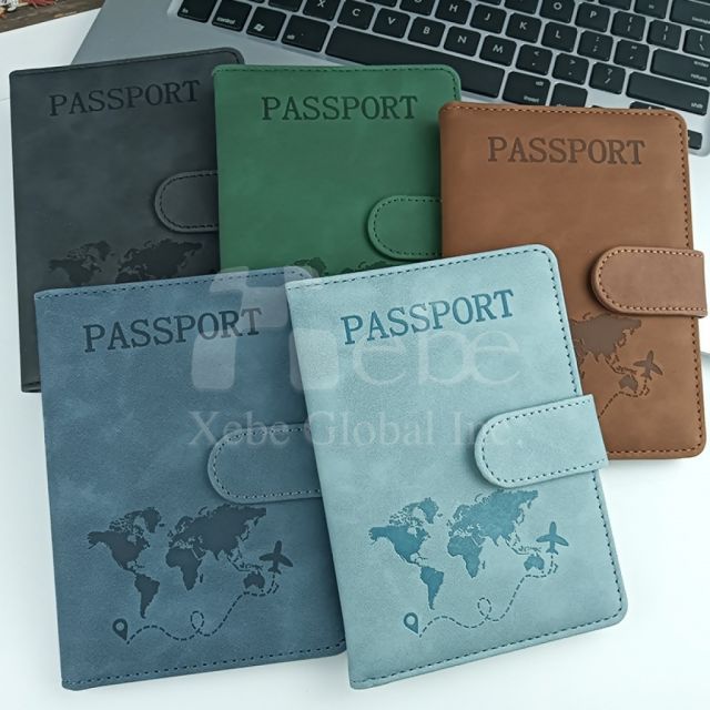 green pu leather custom passport case