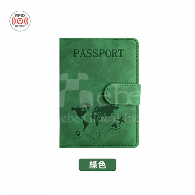 green pu leather custom passport case