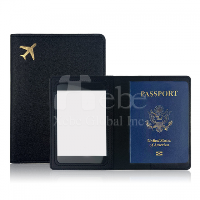 classic black leather passport holder customized