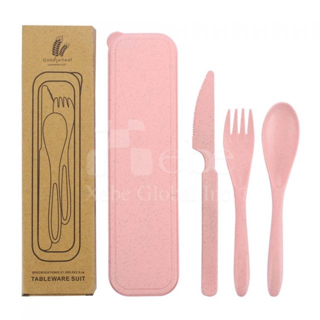 pink wheat eco friendly tableware set