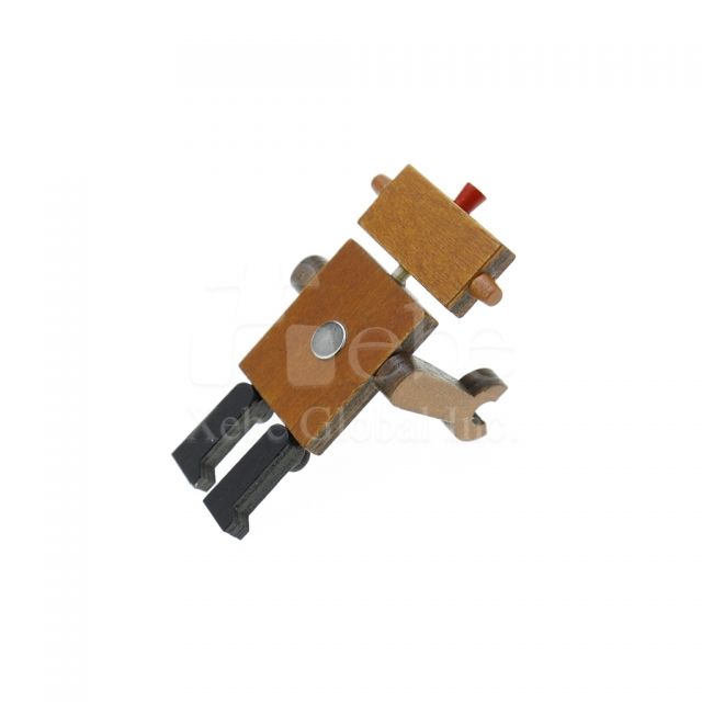 wooden robot shaped magnet
