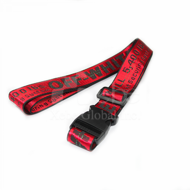 red and black industrial style luggage straps
