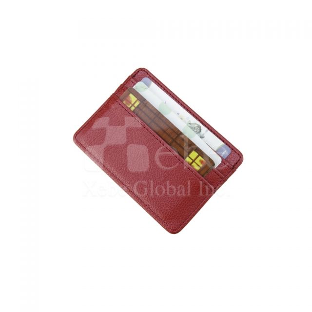 red leather business card holder