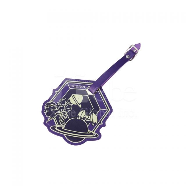 purple planet custom leather luggage tag