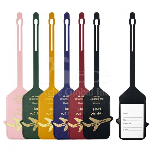 pu leather stamped luggage tag