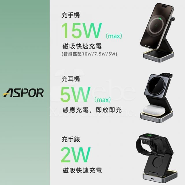 3 in 1 folding magnetic wireless charging stand