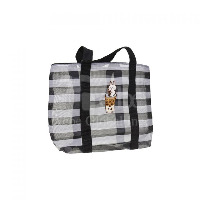 cute animal striped mesh tote bag