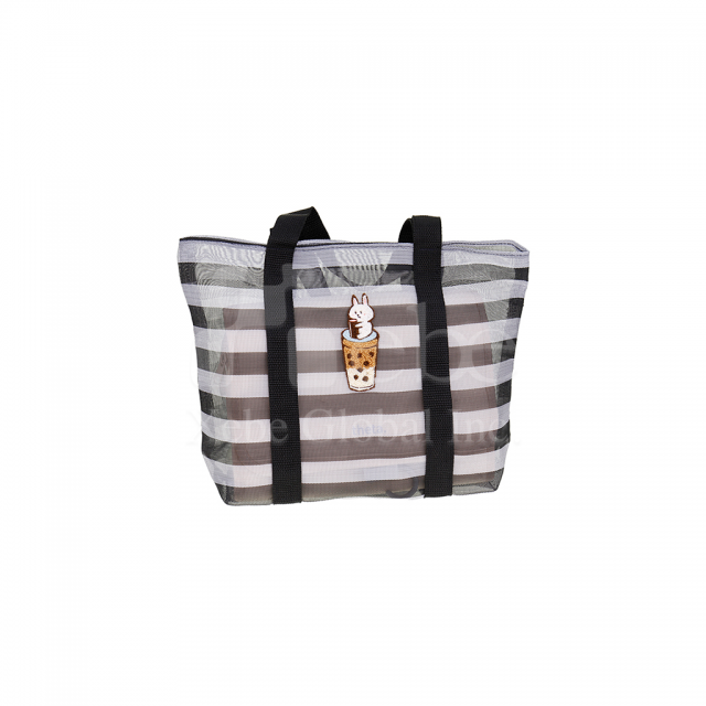cute animal striped mesh tote bag